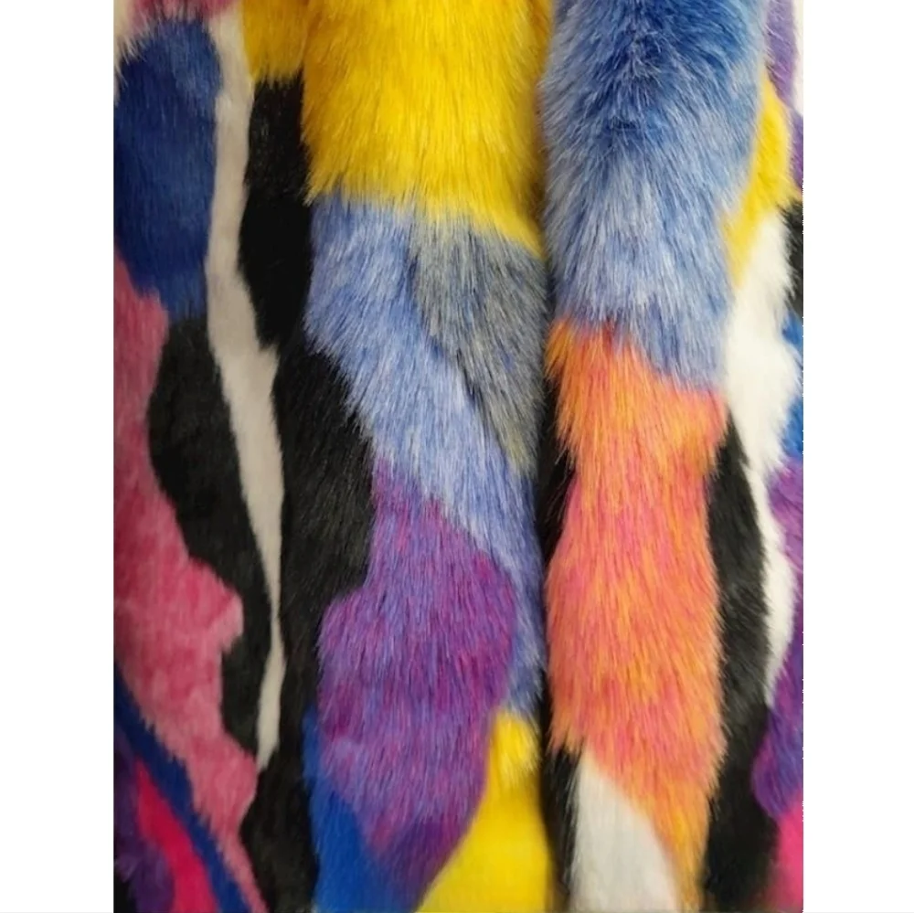 MATT SARAFA RAINBOW Faux Fur SILK Lined Coat NWOT, OG Length, Custom Made - Picture 4 of 16